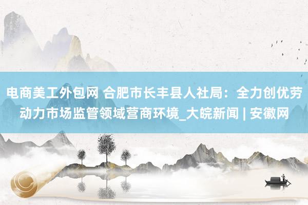 电商美工外包网 合肥市长丰县人社局：全力创优劳动力市场监管领域营商环境_大皖新闻 | 安徽网