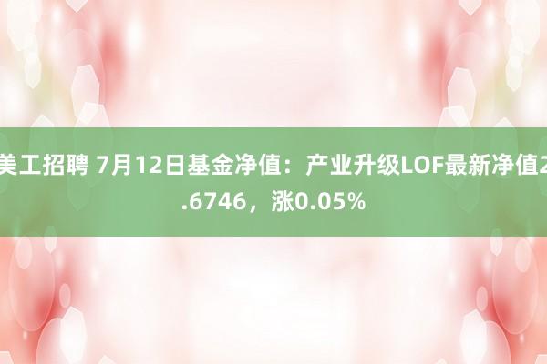 美工招聘 7月12日基金净值：产业升级LOF最新净值2.6746，涨0.05%