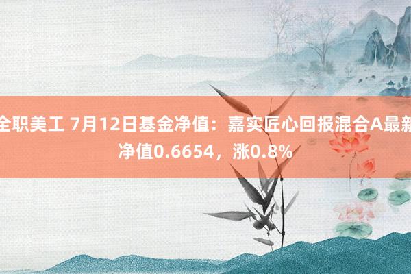 全职美工 7月12日基金净值：嘉实匠心回报混合A最新净值0.6654，涨0.8%